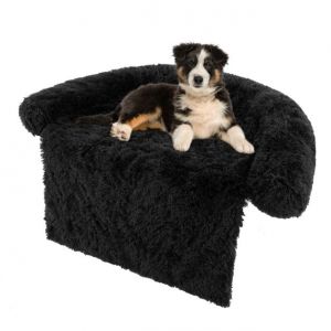 Lit pour chien Coast - Coussin pour chien avec housse lavable - Lit en peluche pour chiens de taille moyenne - 112 x 101 cm - Noir