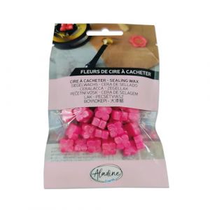 Aladine 60 Perles de Cire à Cacheter - Rose Bonbon Nacré - Pour Créer Sceau de Cire - Fleurs de Cire - Faire Part Mariage, Naissance, Lettres, Courriers, Menus & Cadeaux - 72626
