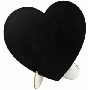 Ruedelafete Centre de table Coeur ardoise en bois 18cm noir