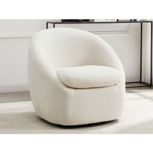 Fauteuil pivotant en tissu bouclette blanc NETALIO