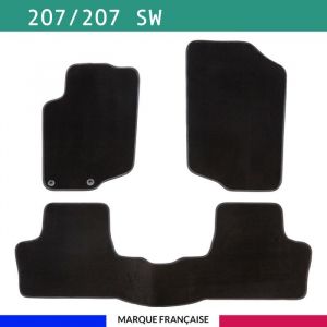 Tapis de voiture - Sur Mesure pour 207 / 207 sw / 207+ (2006 - 2014) - 3 pi&egrave;ces - Tapis de sol antid&eacute;rapant pour automobile