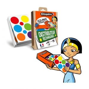 Cleopatre 1 boite 'Eco-Pack' + 1 paravent 60 feuilles 360 gommettes rondes 40mm (multi)