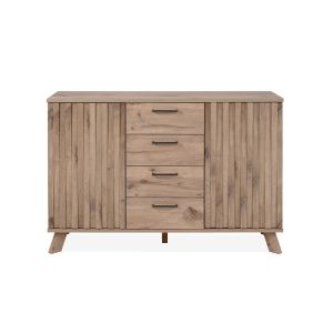 Calicosy Buffet 4 tiroirs 2 portes décor chêne et façades tasseaux L127cm - Opole