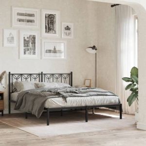 VidaXL Cadre de lit métal avec tête de lit noir 160x200 cm