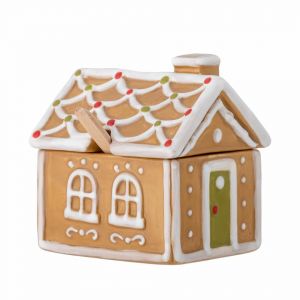 Bloomingville Ginnie 82060013 Boîte de Rangement en faïence avec cuillère en Pain d'épices 11,5 x 12 x 9,5 cm