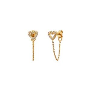 Image de Boucles d'oreilles chaine dorées à l'or fin MINA