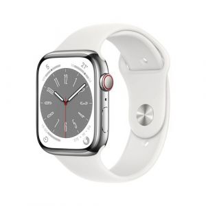 Apple Montre connectée WATCH 45MM Alu Argent/Blanc Series 8 Cellular