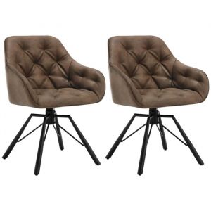 Woltu - Lot de 2 Chaises Salle à Manger Pivotante, Chaises de Cuisine en pu + Métal, Chaises à Haut Dossier, Chaises Scandinave, Marron