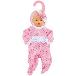 Calinou Vêtement pour poupon Pyjama rose à pois noirs 32-36 cm