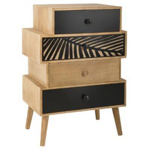 Image de Commode en Bois 4 Tiroirs "Living" 45cm Noir Prix