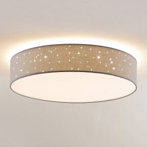 Lindby - led Plafonnier à intensité variable 'Ellamina' en textile pour salon & salle à manger - gris clair