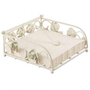 Ambiente Support à serviettes en papier - Roses - en métal crème - Hauteur 7 cm - Largeur 18 cm - Profondeur 18 cm