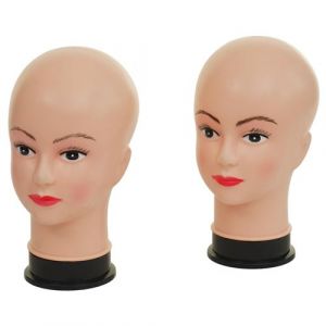 2x Tête de mannequin MENDLER HWC-G81, mannequin perruque femme femme mannequin, 30cm