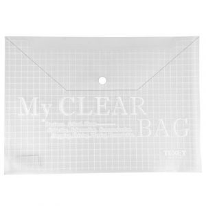 Texet Pochettes à rabat avec fermeture, PVC transparent, sachet de 12