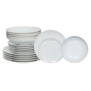 Table passion Service d'assiettes 18 pièces blanches en grès