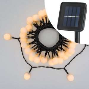 Lotti Guirlande lumineuse Solaire 5m 50 boules blanches LED blanc chaud 8 modes