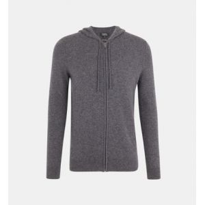 Galeries Lafayette Gilet cachemire homme Nachcap zippé capuche Gris