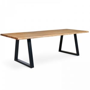 Oviala Table en bois avec bords irréguliers et piètement en forme de trapèze - 240 x 95 x 75 cm