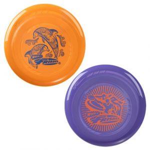 Wham-O Frisbee Pack de 2 Disques Volants, 22.86cm Enfants 5 Ans et Plus, 70g, Orange Violet