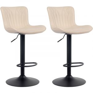 CLP Lot de 2 tabourets de bar ajustables en similicuir Crème