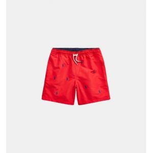 Image de Ralph Lauren Short de bain style boxer multi broderies chevaux contrastantes Rouge - Taille 14 años