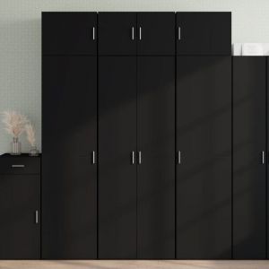 VidaXL Buffet haut noir 70x42,5x185 cm bois d'ing&eacute;nierie, buffet, armoire de rangement, panneau lat&eacute;ral, armoire, armoire lat&eacute;rale, armoire haute