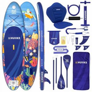 Paddle Gonflable Adulte Tide Coral avec des Accessoires de Qualité - HUIIKE Stand Up Paddle avec Pagaie Double et Siège de Kayak