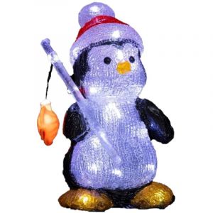 Decoration de Noel pingouin pecheur 30 Led 25 cm