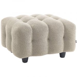 Sweeek - Pouf, module pour canapé, repose-pieds pour canapé 3 places en bouclette texturée beige l 69 x p 59 x h 48cm - Leon