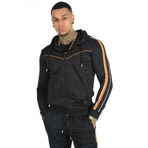 Veste à capuche à imprimé carreaux et bandes bicolores Project X Paris