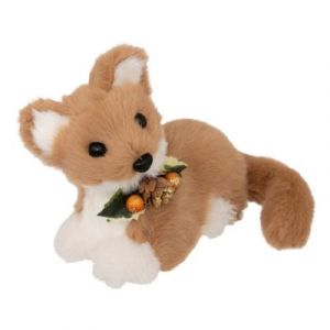 Feeric Light & Christmas Renard fourrure bicolore et déco de Noël L 14 cm - Feeric Christmas