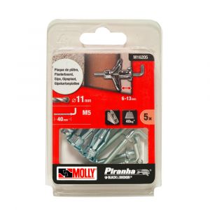 Molly 5 Chevilles m&eacute;tal &agrave; expansion Diam&egrave;tre 5x36mm avec gond
