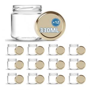 Lot De 12 Bocaux Pour B&eacute;b&eacute;-Pot Forme Basse 330 Ml -Avec Les Couvercles-Fabrication Fran&ccedil;aise