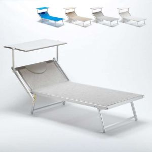 Beach and Garden Design Bain de soleil XXL professionnel chaise longue transat piscine aluminium ITALIA Extralarge | Gris