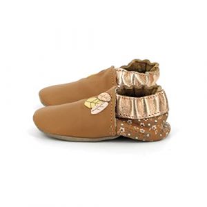 Robeez Chaussons Cuir tannage v&eacute;g&eacute;tal Leaf Season Beige - Couleur Beige - Taille 23