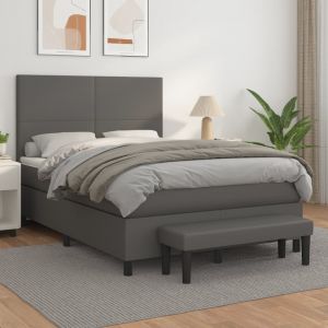 VidaXL Lit à sommier tapissier avec matelas Gris 140x190 cm Similicuir
