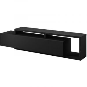 Meuble TV 220cm collection BERGAME. Coloris noir super mat.