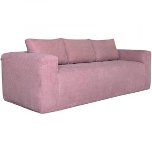 Oviala Canapé 3 places en tissu côtelé avec coussins rose