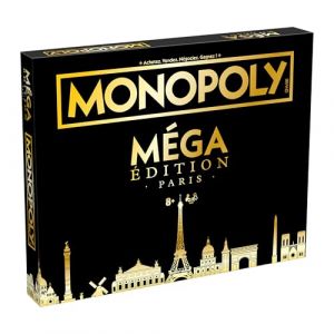 Winning Moves Monopoly Mega Paris Gold en français - Édition de Luxe Jeu de société 8 Ans + emblématique - Jeu de Plateau pour 2 à 6 Joueurs