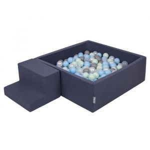 Aire De Jeux En Mousse Avec Carr&eacute; Piscine &agrave; Balles (100 Balles) Pour Enfants, Bleu Fonc&eacute;:Perle/Gris/Transparent/Babyblue/Menthe - bleu