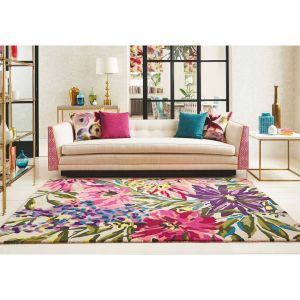 Harlequin - Tapis floral laine rectangle tufté main design Floreale Fuchsia 140x200 - Fuchsia