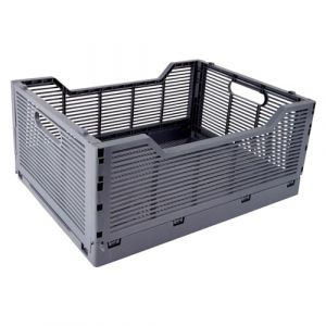 Homea Cagette Pliable Taille L 40X30Xh,17 cm Empilable Gris