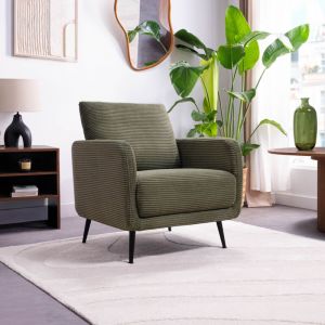 Fauteuil design emma velours côtelé vert sauge
