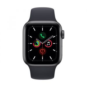 Image de Apple Watch SE GPS, 40mm boitier aluminium gris sidéral avec bracelet sport noir