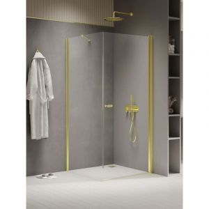Cabine de douche pivotante 80x100 cm dor&eacute; CUBA GOLD