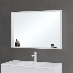Miroir de Salle de Bain avec Étagère Armoire Murale avec Éclairage Miroir Suspendue 100x12x70 cm Blanc Mat SpiegelSR-01 - Mai&mai
