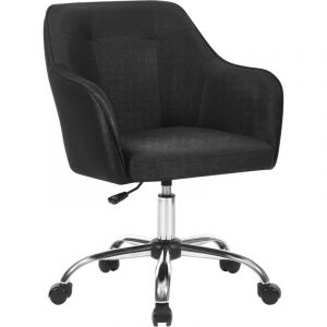Songmics Chaises de bureau pivotant acier tissu coton-lin noir