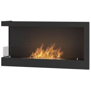 Coin 900 Gauche Cheminée au bioéthanol encastrable SimpleFire avec verre