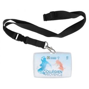 Porte-badge transparent avec cordon sécurité Noir – PVC résistant – Format carte bancaire – Fabriqué en France – Color Pop