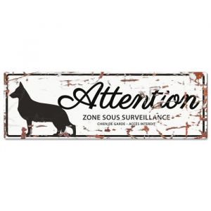 D&D Plaque Attention Chien German Shepheard - Blanc